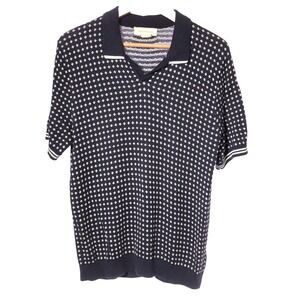 Frederik Anderson Copenhagen Polo Shirt Men Large Knitted Navy Preppy